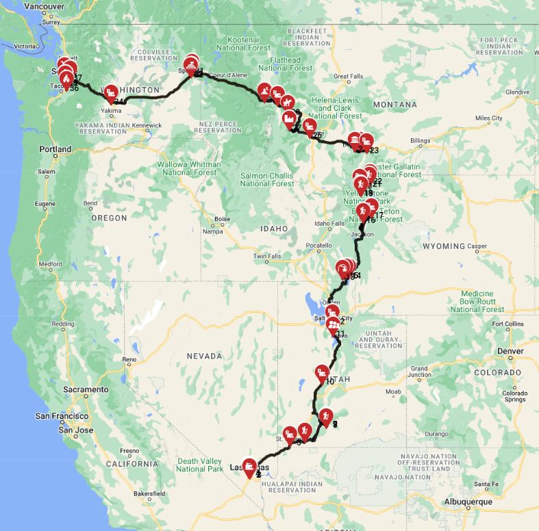 Traveling by an RV from Las Vegas to Seattle - Via Yellowstone
